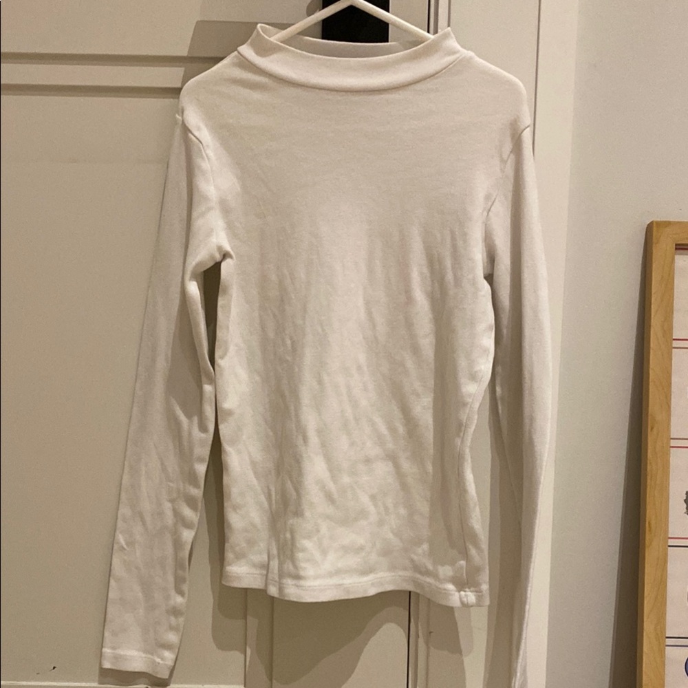 White Long Sleeve Turtleneck Top